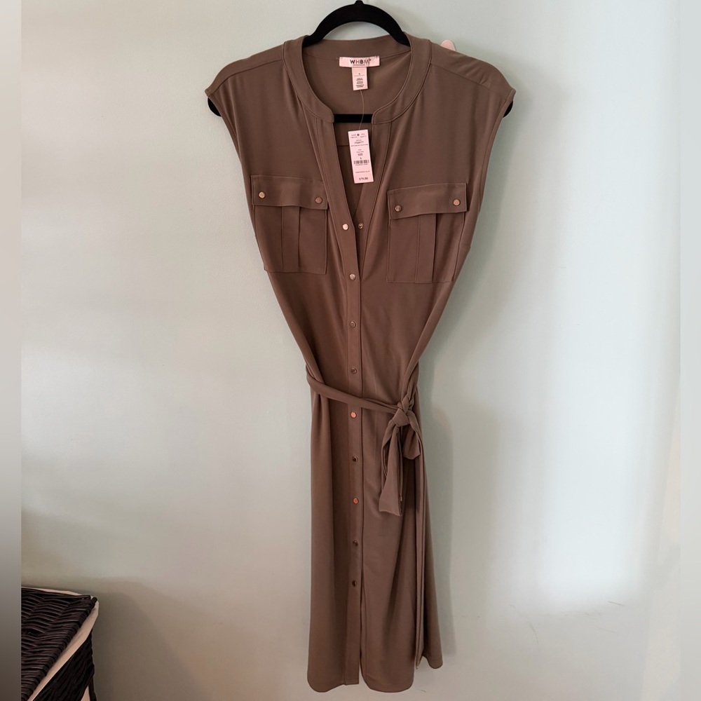 White House Black Market Olive Green Utility Midi Dress - NWT